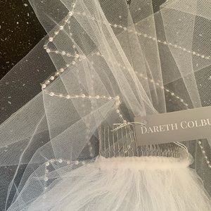 Wedding Veil, Pearl and silver bead edged by Dareth Colburn